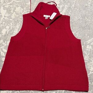 Red Zip-Up Knit Vest